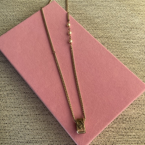 Chanel Rare CC Ring Pendant w/ Pearl Accent Necklace - Picture 7 of 8